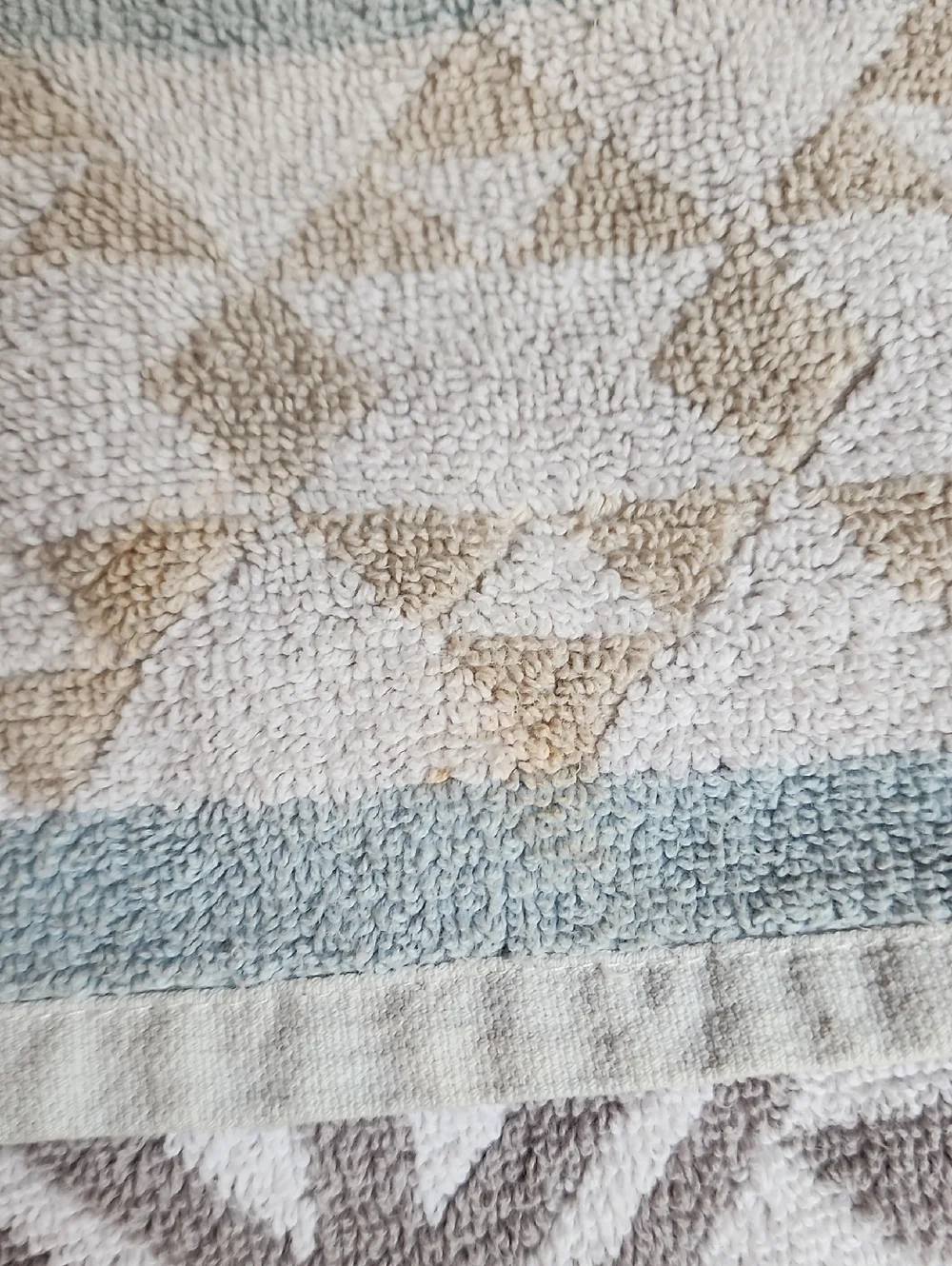 Artisan De Luxe Pastel Geometric Pattern Bath Towel Set - Light Blue & Beige GUC